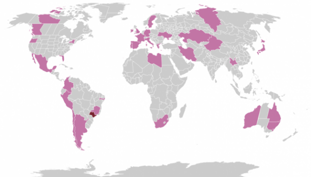 Marque no mapa países onde morou ou visitou / Reprodução
